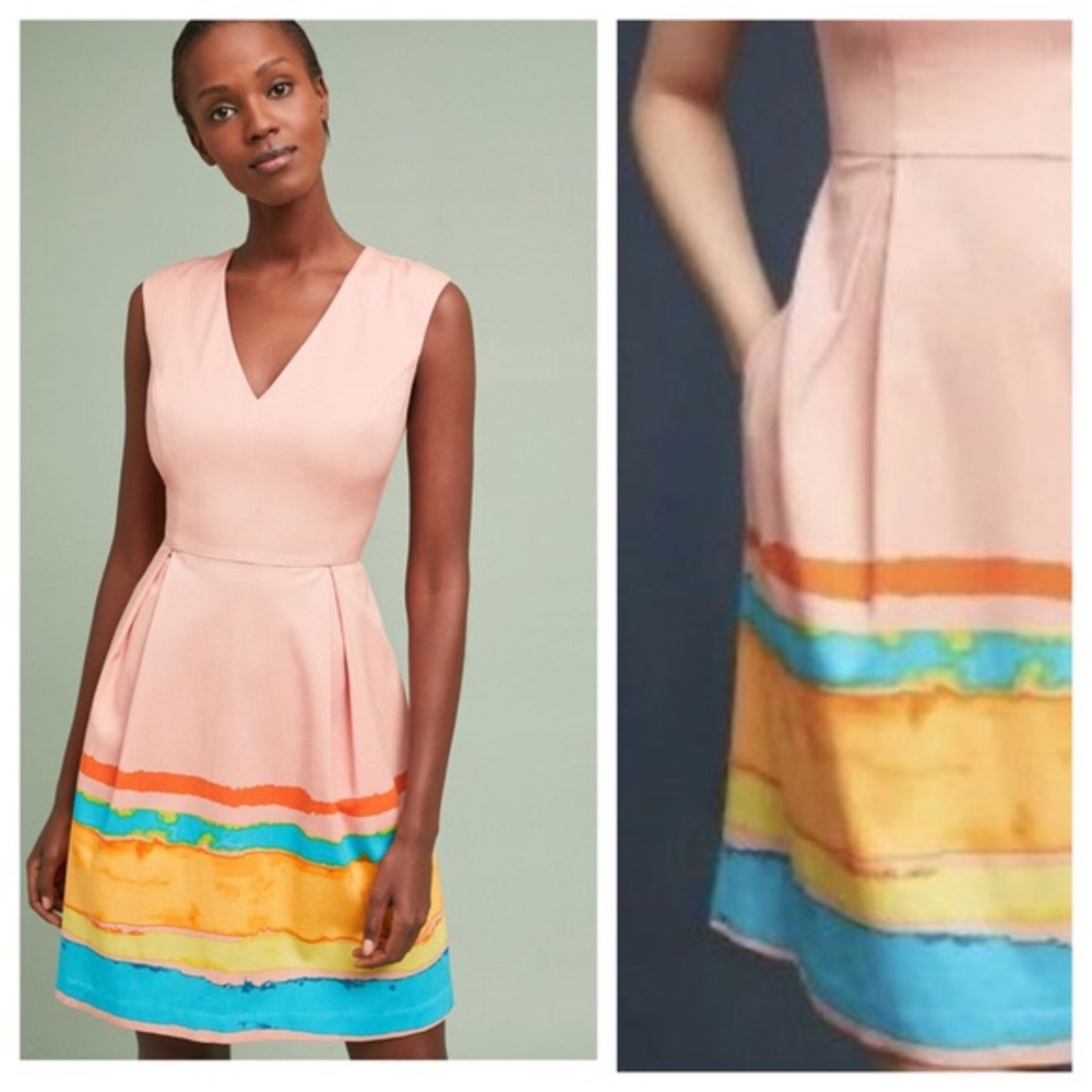NWT Anthropologie Painterly Pleated Dress size XS
